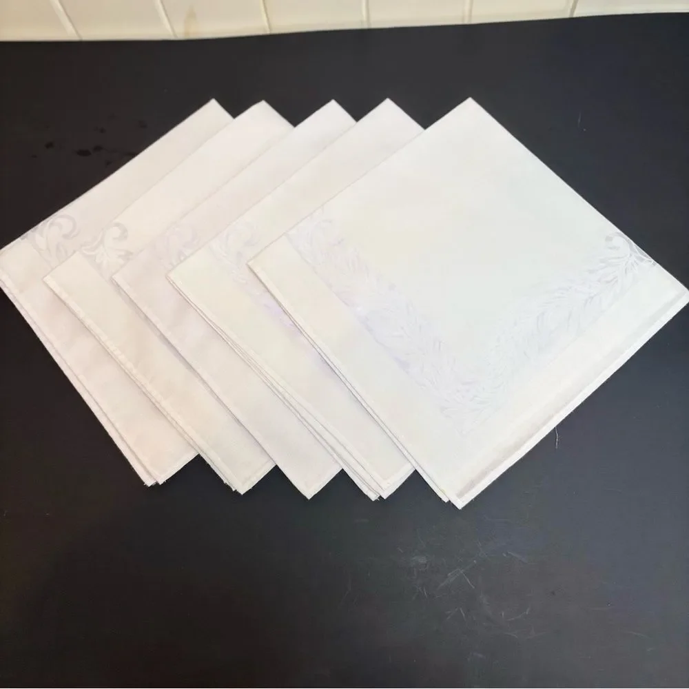 Elegant Vintage White Cloth Napkins Organza Insert Set of 5